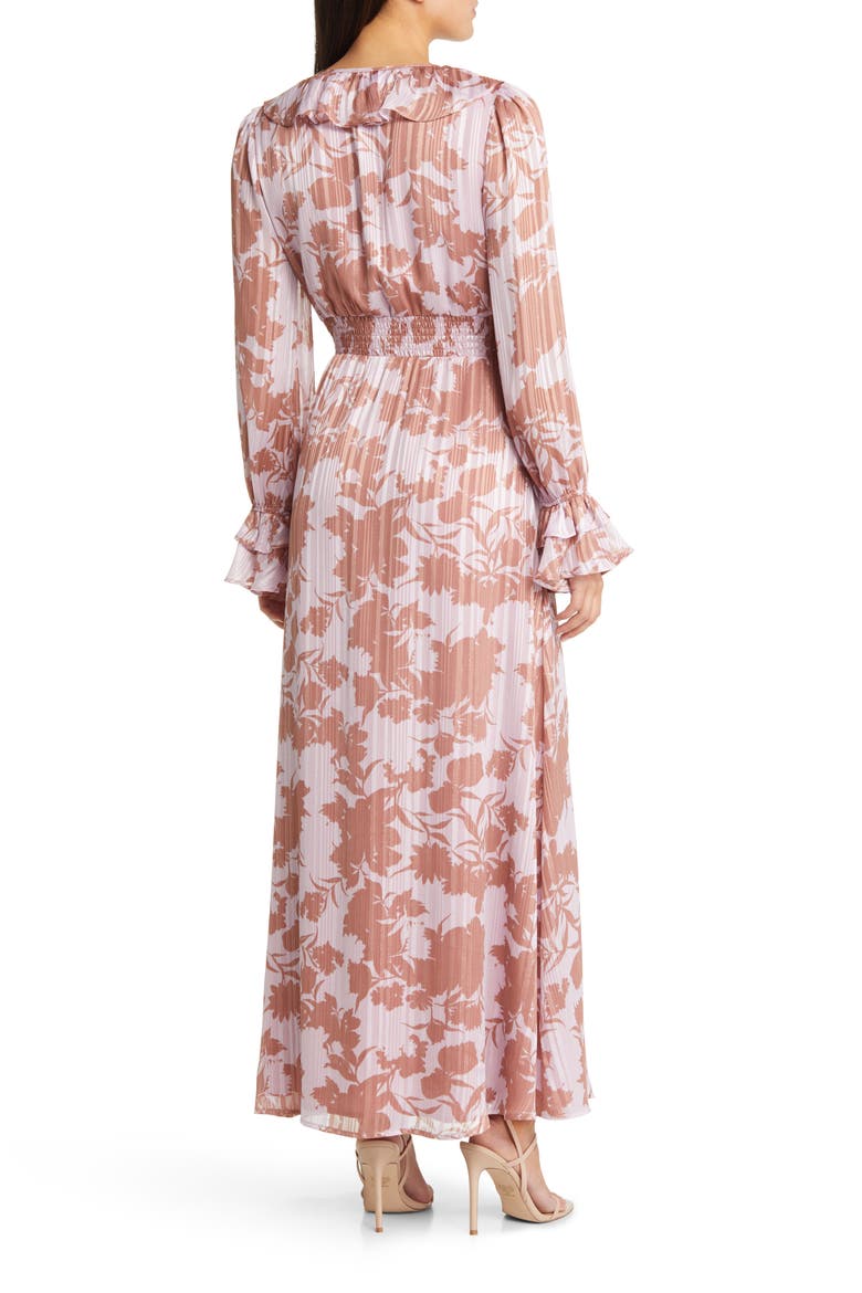 Exquisite Attention Floral Long Sleeve Maxi Dress, Alternate, color, LILAC FLORAL PRINT