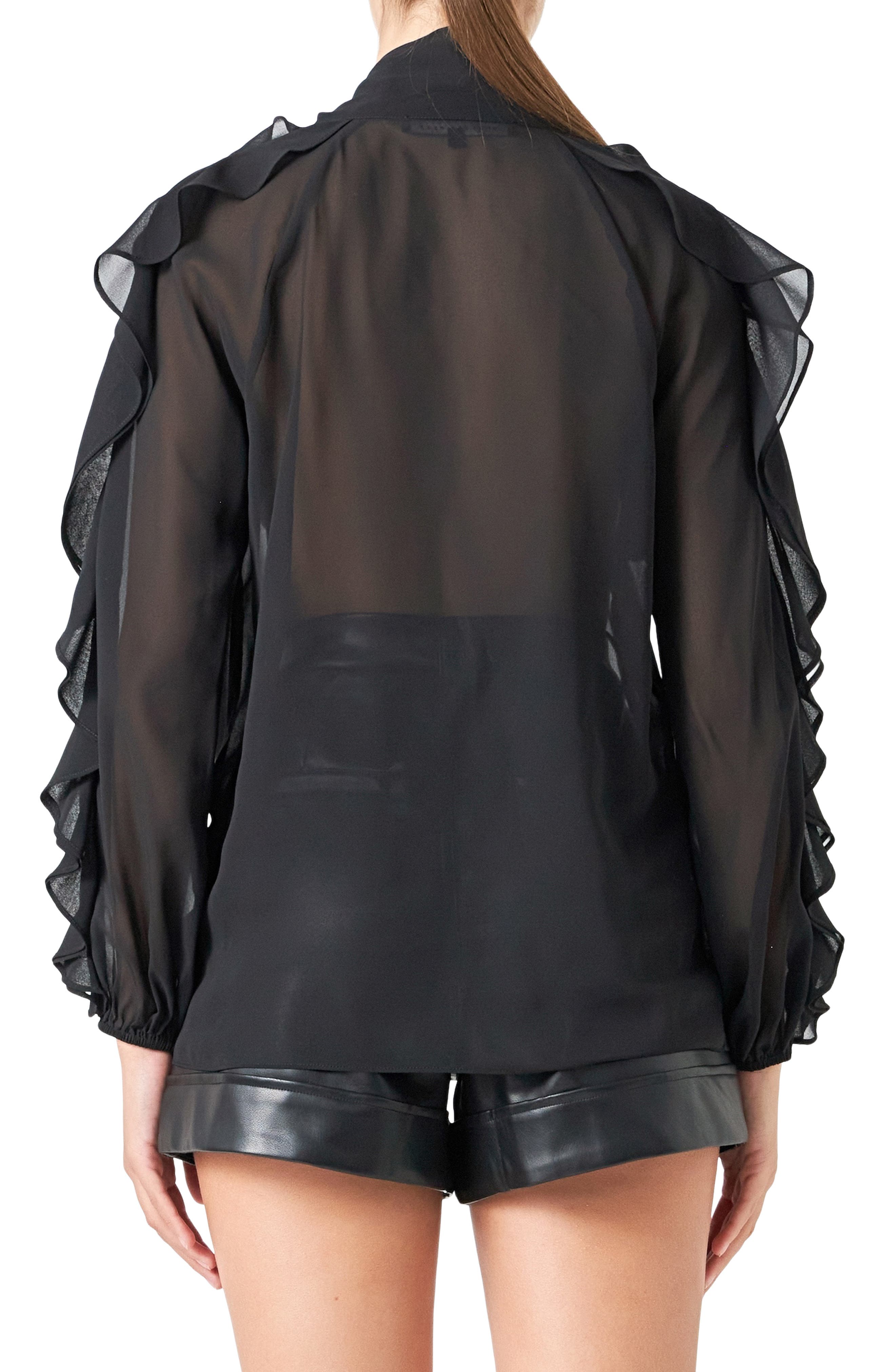 Sheer Chiffon Ruffle Shirt - image 2
