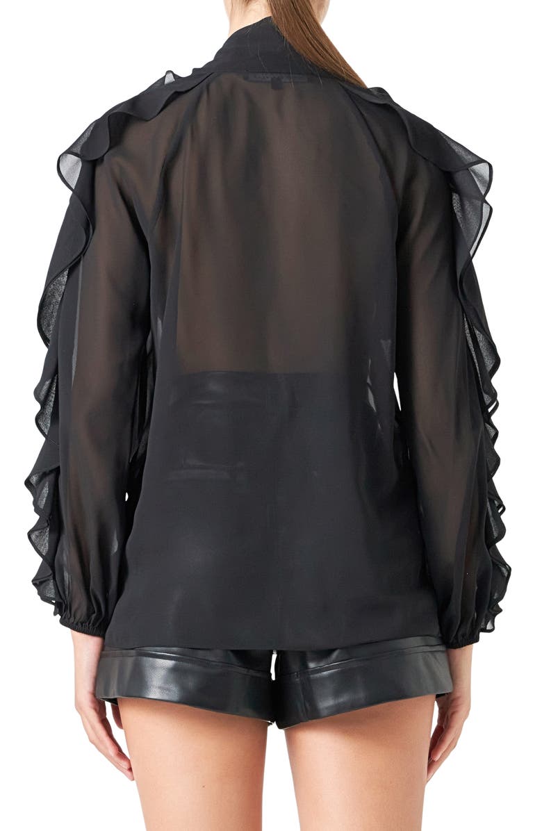 Endless Rose Sheer Chiffon Ruffle Shirt, Alternate, color, 