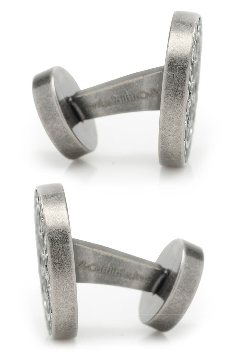 Viking Compass Cuff Links, Alternate, color, SILVER