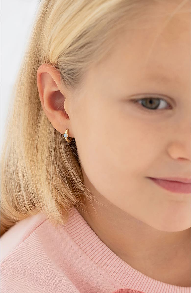 In Season Jewelry 14k Gold Single Opal Hoops, Alternate, color, Opal