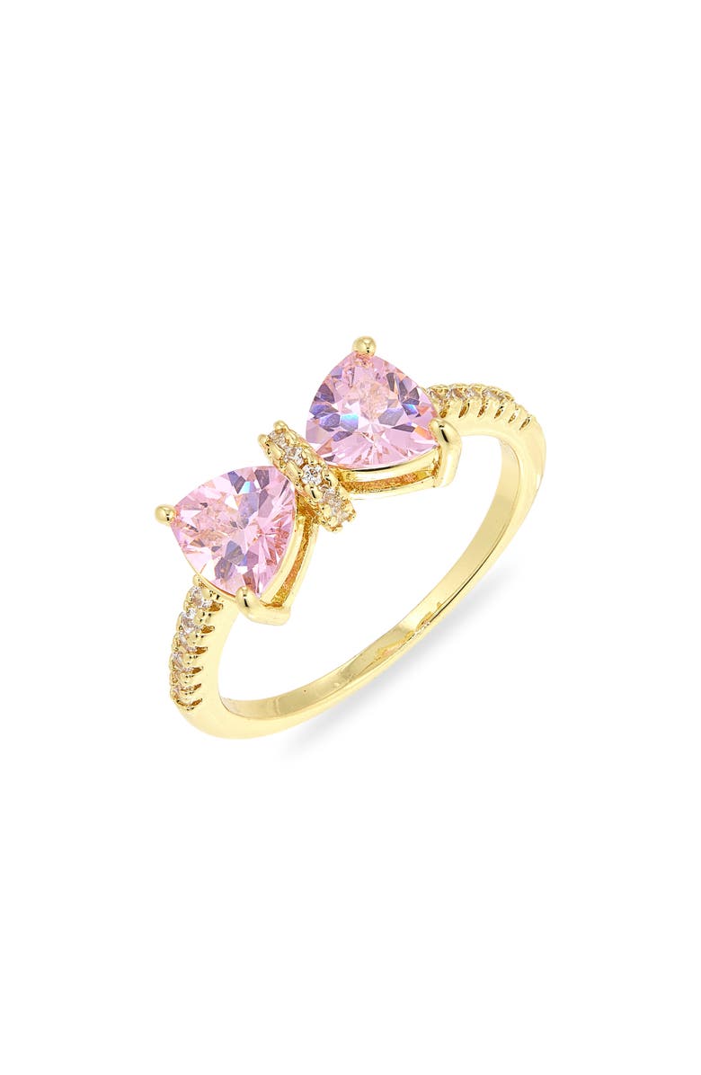THE SIS KISS Pink Bow Ring, Main, color, Gold