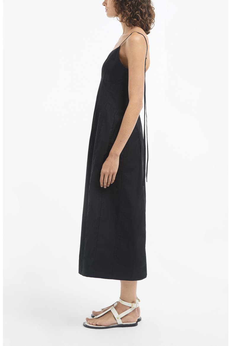 Bustier Midi Dress in Cotton Sateen, Alternate, color, Black