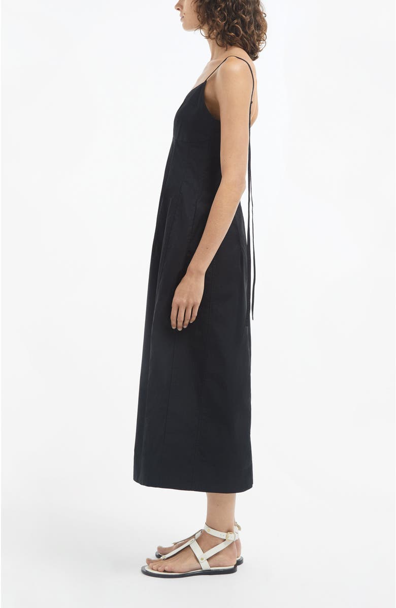 CO Bustier Midi Dress in Cotton Sateen, Alternate, color, Black