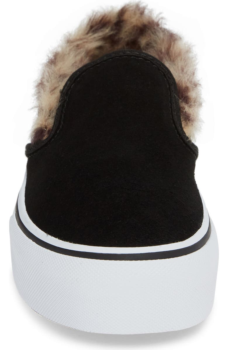 Vans Classic Faux Fur Slip-On Platform Sneaker, Alternate, color,