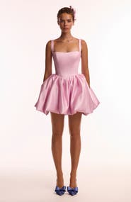 Milla Corset Formal Occasion Mini Dress with Bubble Skirt in Pink