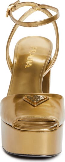 Prada Logo Metallic Leather Platform Sandal (Women) | Nordstrom Prada Logo Metallic Leather Platform Sandal (Women) | Nordstrom