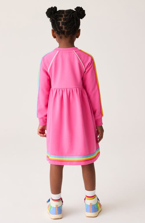 LITTLE BIRD LITTLE BIRD KIDS' RAINBOW STRIPE LONG SLEEVE COTTON SWEATSHIRT DRESS 