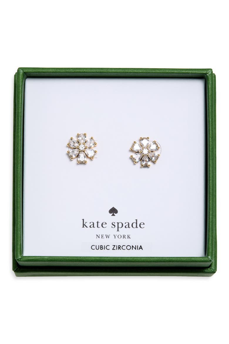 floral stud earrings, Main, color, CLEAR/ GOLD