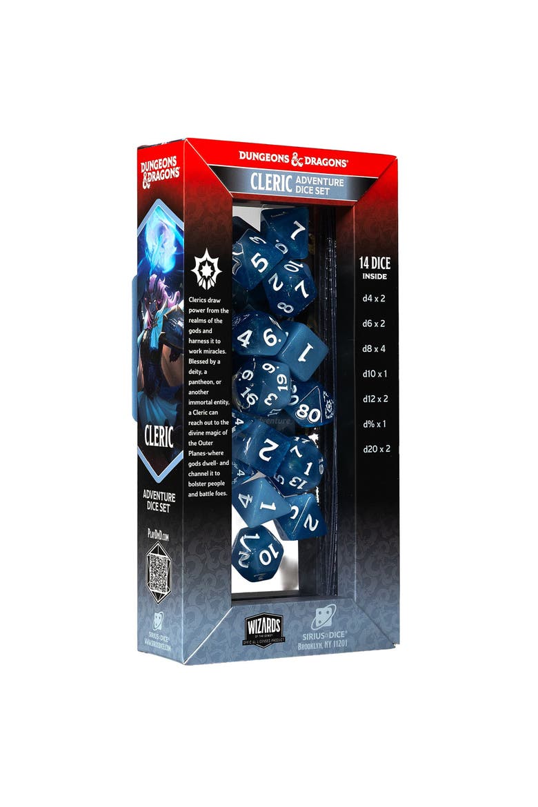 White and Blue 14 Piece RPG Die Set, Alternate, color, Multicolored