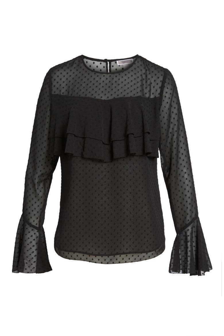 Double Ruffle Blouse, Alternate, color, BLACK