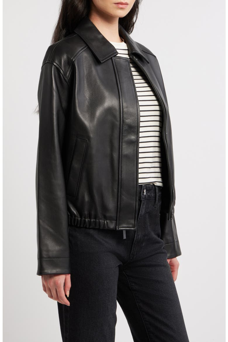 Leather Bomber, Alternate, color, BLACK