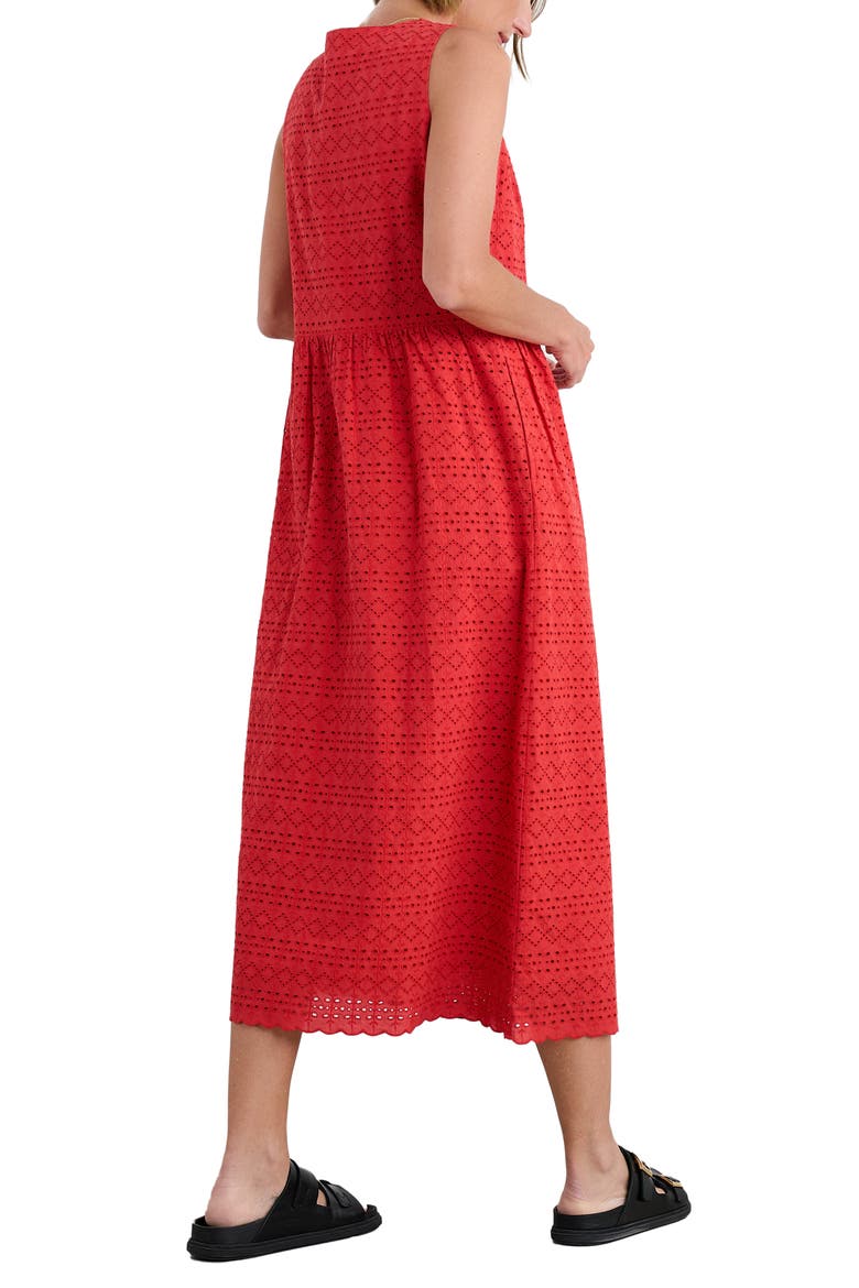 Meadow Saffron Eyelet Embroidered Sleevleess Dress, Alternate, color, TOMATO