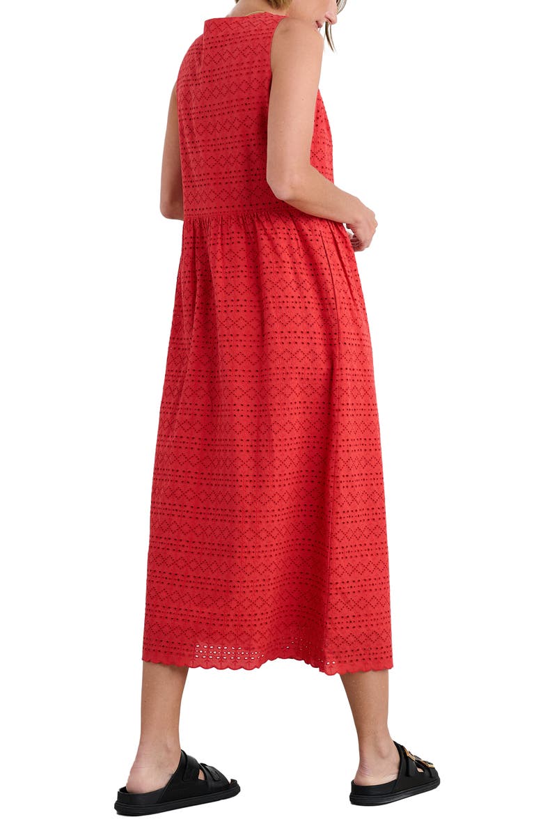 Seasalt Cornwall Meadow Saffron Eyelet Embroidered Sleevleess Dress, Alternate, color, Tomato