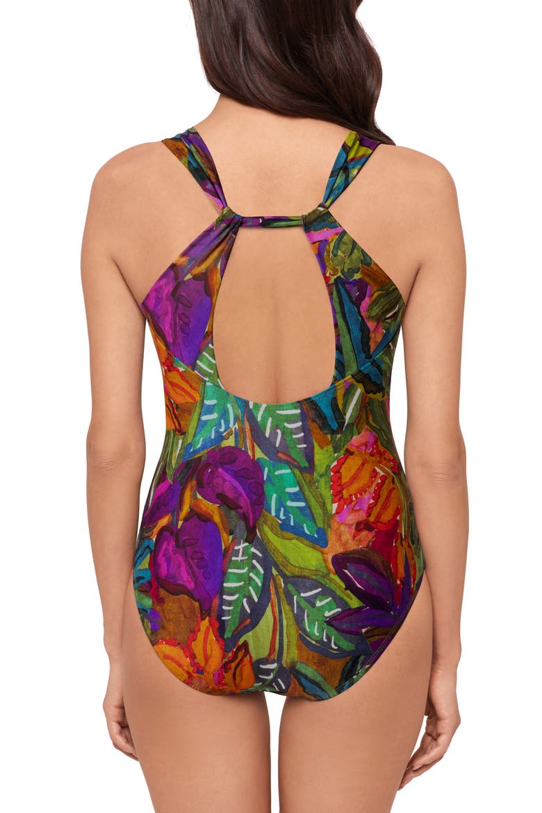 Cactus Flower Cutout One-Piece Swimsuit, Alternate, color, MULTI NAVY