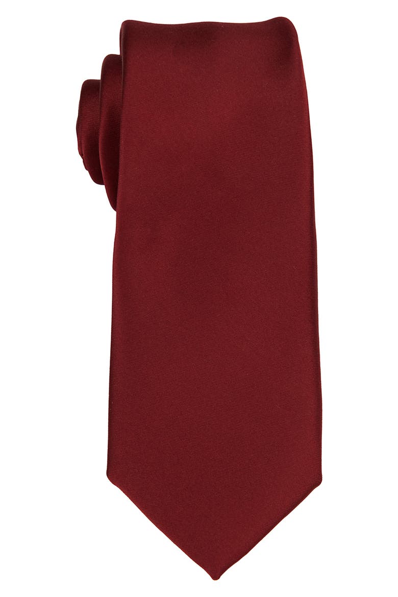 Solid Satin Tie, Main, color, RED VELVET