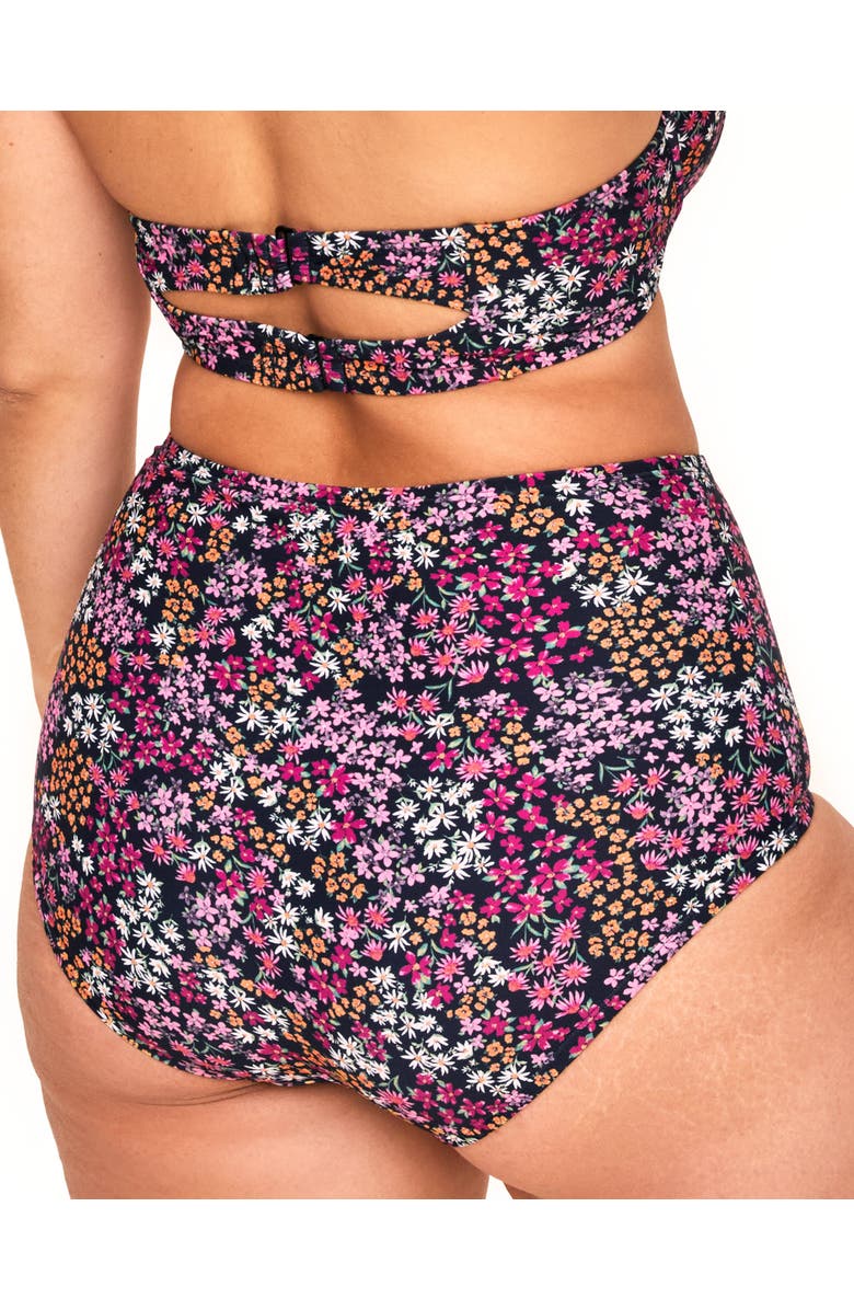 Adore Me Shelby Swimwear High Waist Bikini Bottom, Alternate, color, Ditsy Black