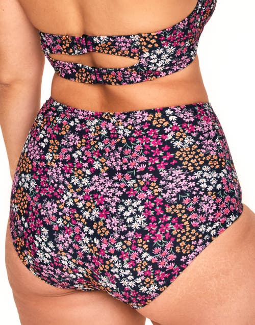 Adore Me Shelby Swimwear High Waist Bikini Bottom In Ditsy Black
