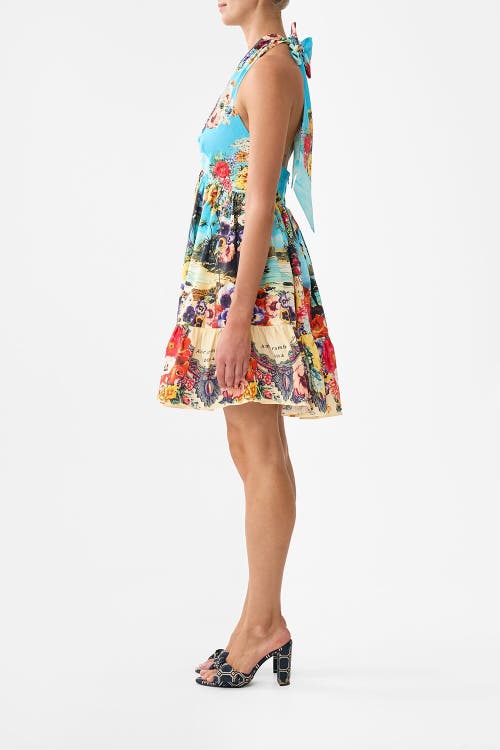 Camilla Ruffle Hem Halter Short Dress Bathing Bombshell In Multi