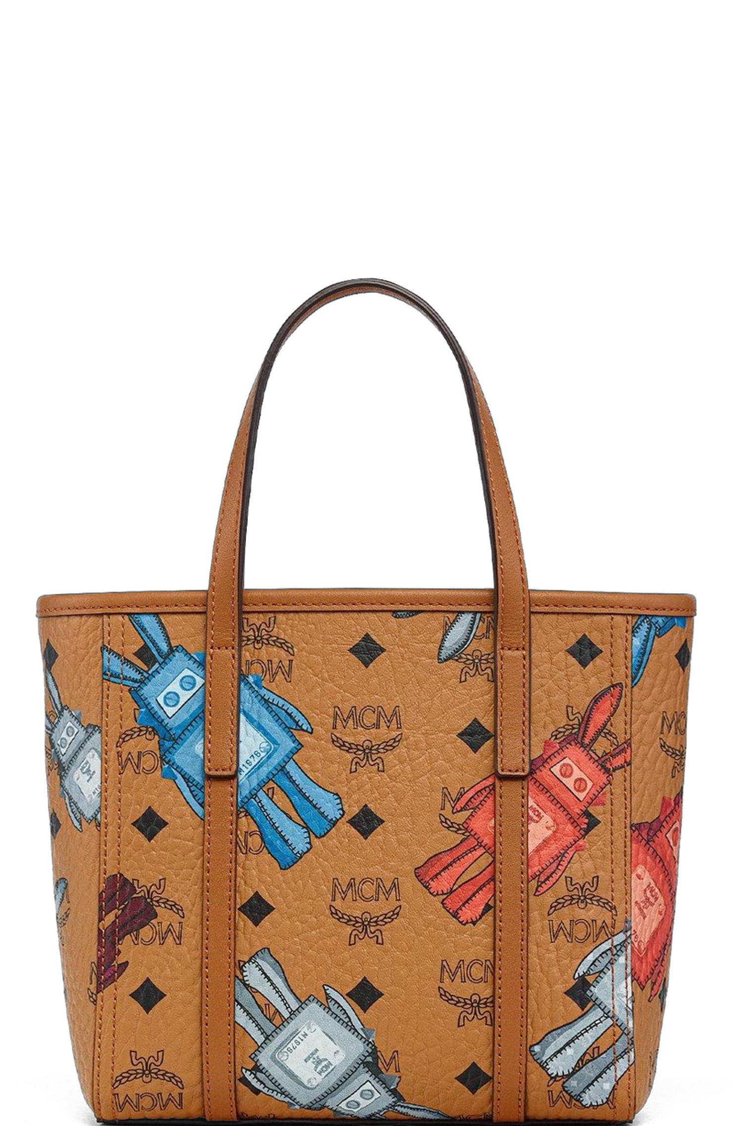 MCM Mini Toni Top-Zip Shopper in Rabot Visetos, Alternate, color, 