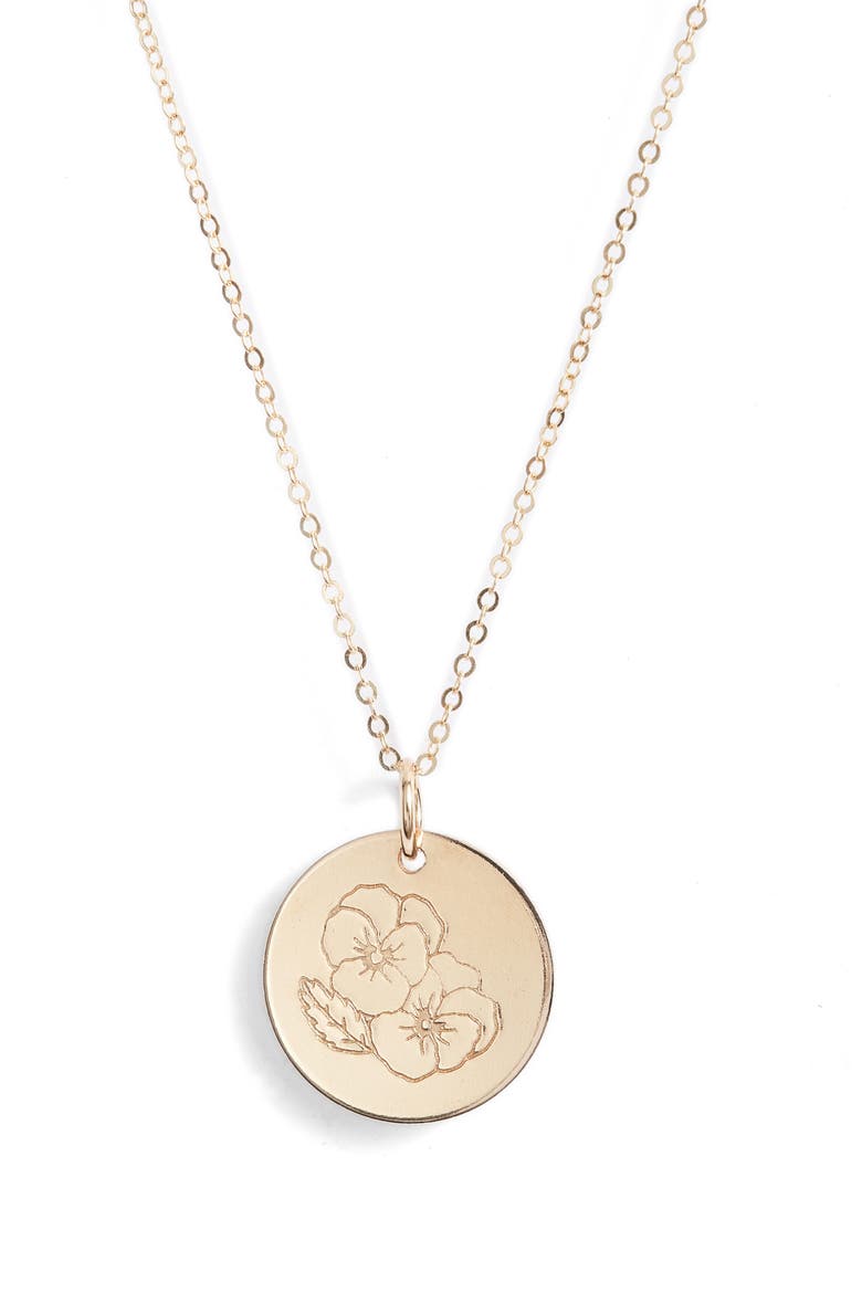 Birth Flower Necklace, Main, color, 14K GOLD FILL - FEBRUARY