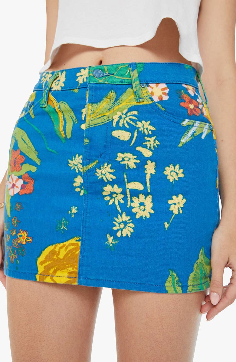 MOTHER The Vagabond Floral Print Denim Miniskirt, Alternate, color,
