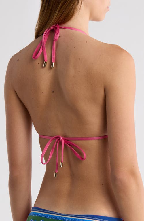 Farm Rio Floral Elegance Mixed Scarves Triangle Bikini Top In Pink Multi