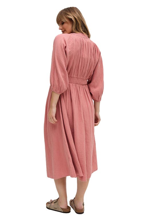 Raffya Soipoi Ruched V-neck Mini Dress In Pink