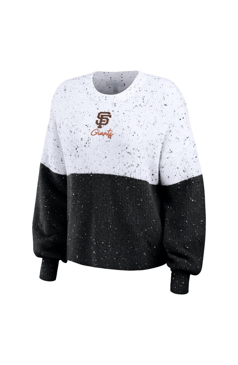 WEAR by Erin Andrews Women's WEAR by Erin Andrews White/Black San Francisco Giants Color Block Script Pullover Sweater, Alternate, color, White
