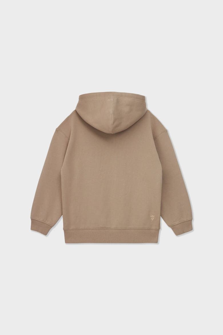 Relaxed Organic Cotton Hoodie With Print, Alternate, color, Stone