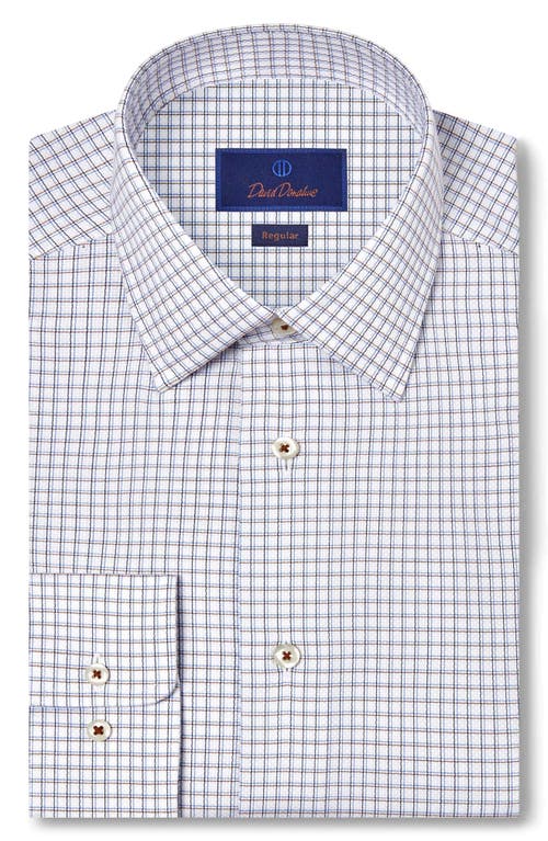 David Donahue Regular Fit Shadow Check Cotton Dobby Dress Shirt In White