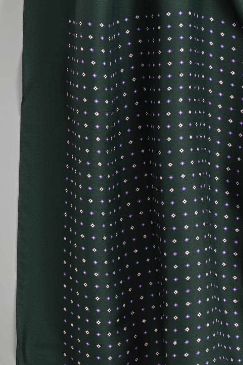 Geometric-Print Mulberry Silk Scarf, Alternate, color, GREEN / PURPLE