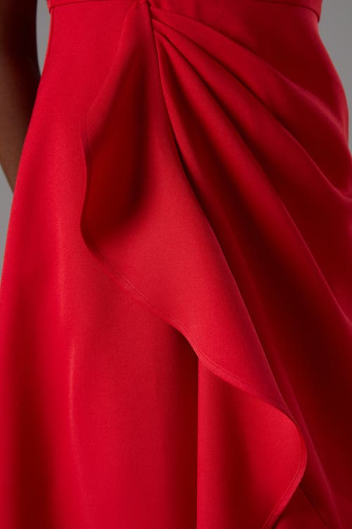Coast Waterfall Crepe Midi Dress In Red