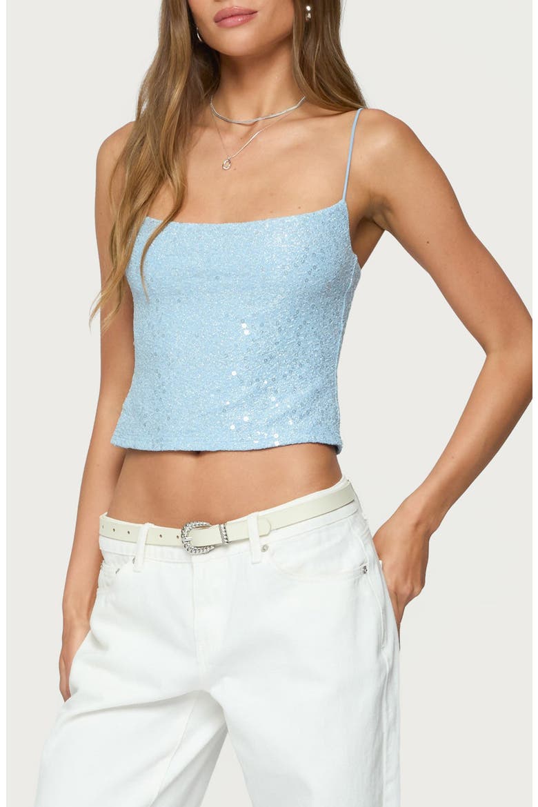 Sequin Crop Camisole, Alternate, color, LIGHT-BLUE