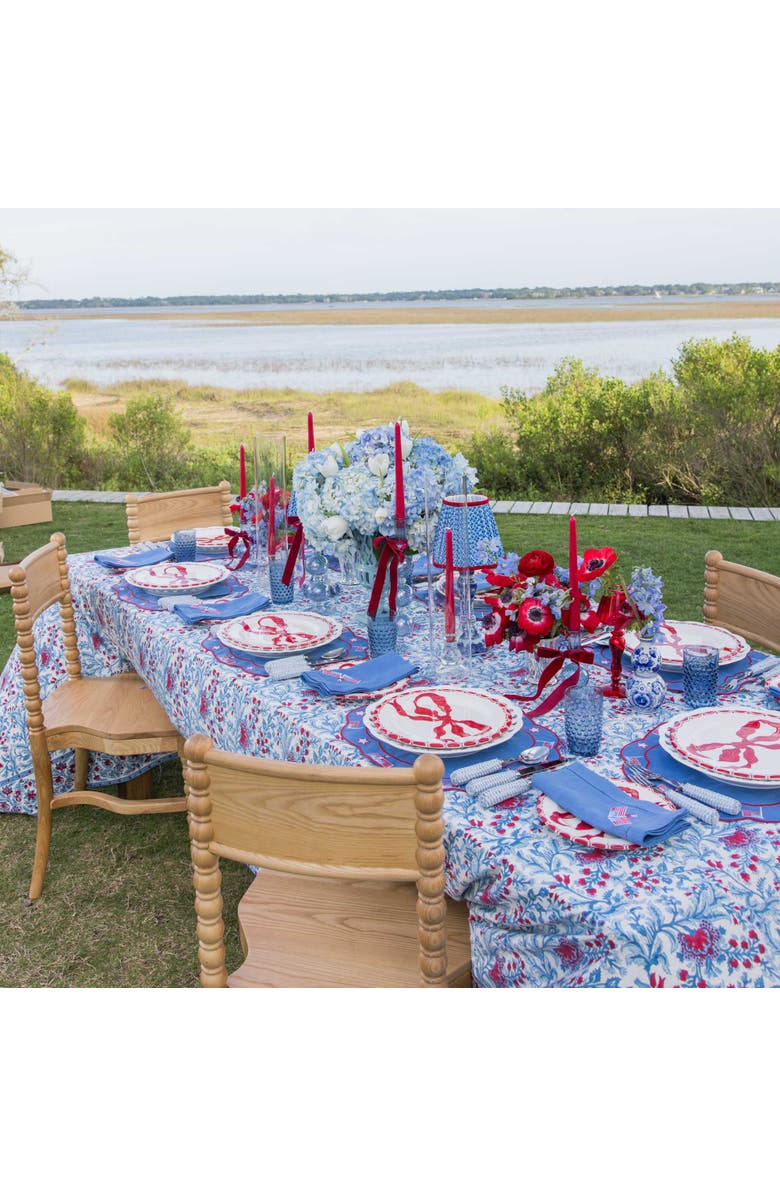 Mrs. Alice Cobalt & Red Lotus Lampshade, Alternate, color, Blue