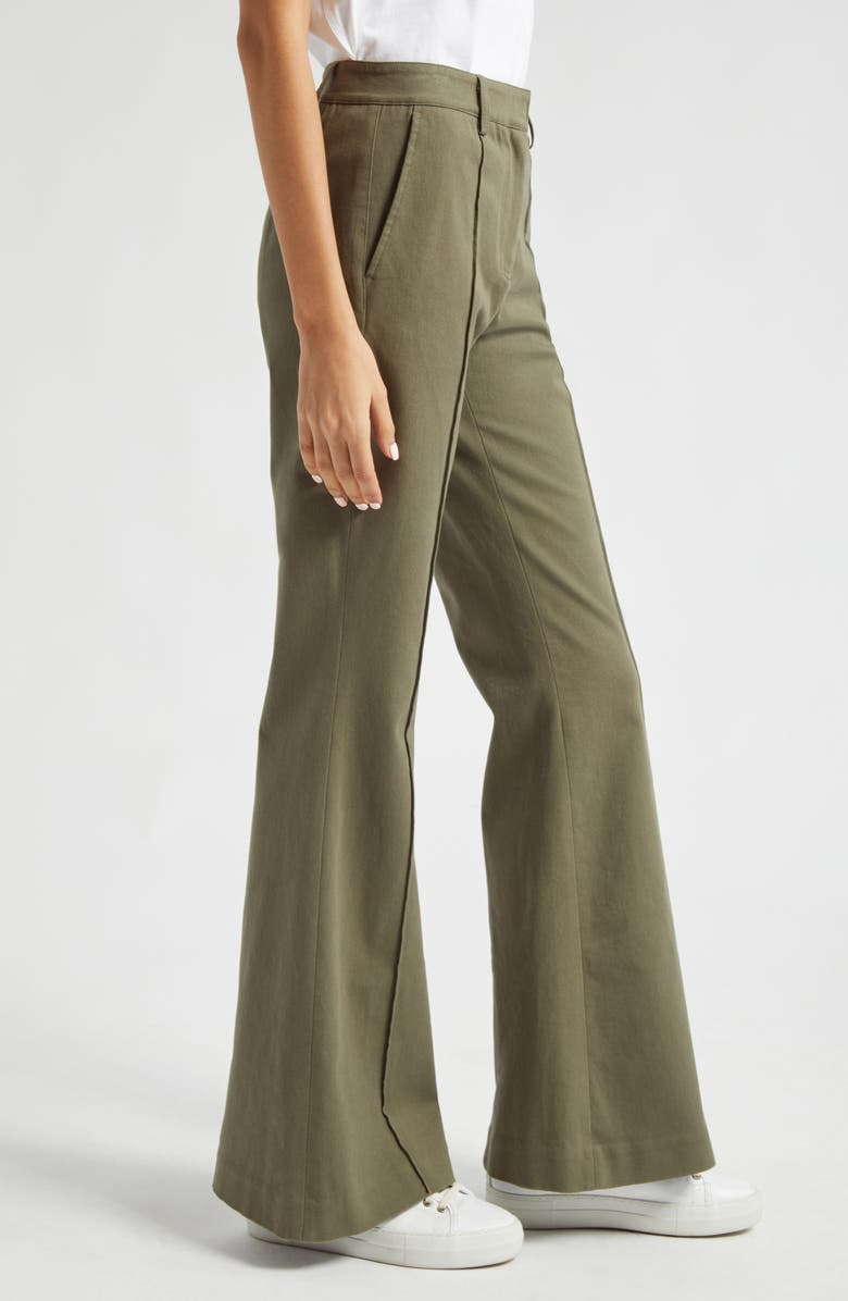 ATM Anthony Thomas Melillo Stretch Cotton Twill Flare Leg Pants, Alternate, color, Oil Green