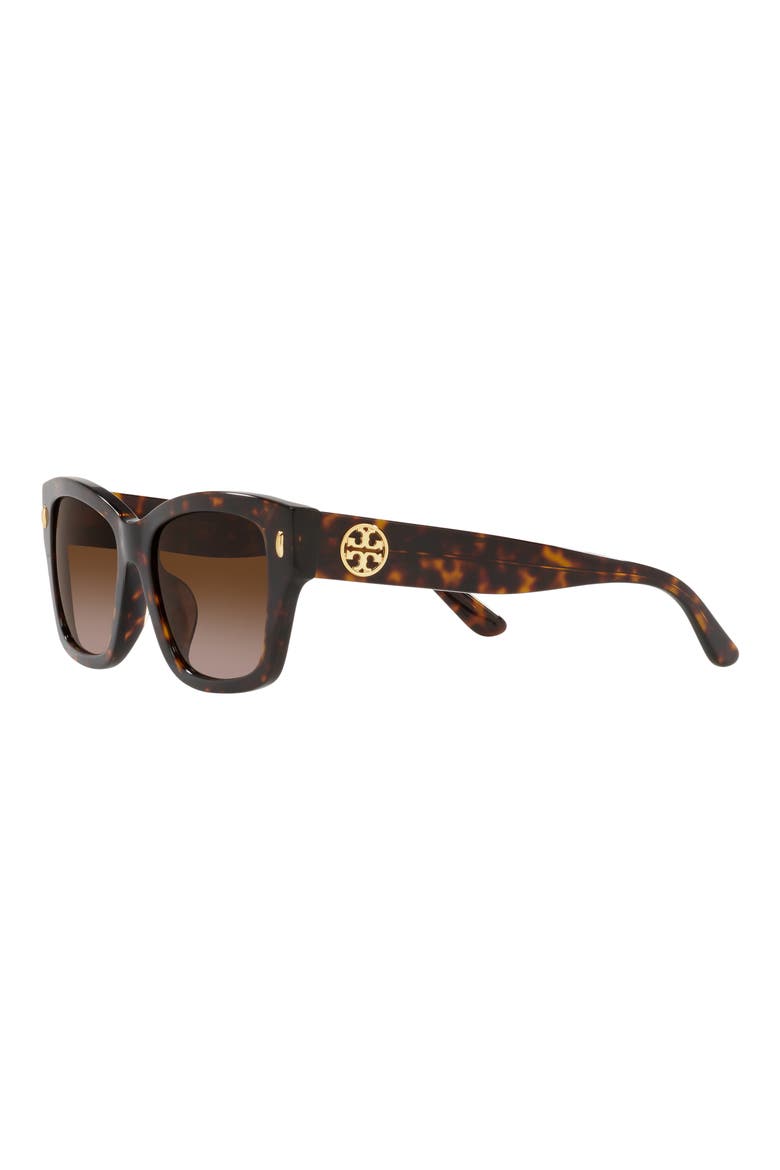 53mm Gradient Rectangular Sunglasses, Alternate, color, DARK TORT