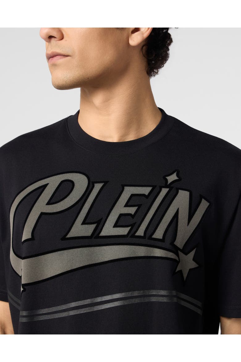 Round Neck T-Shirt Space Logo Men, Alternate, color, black/black