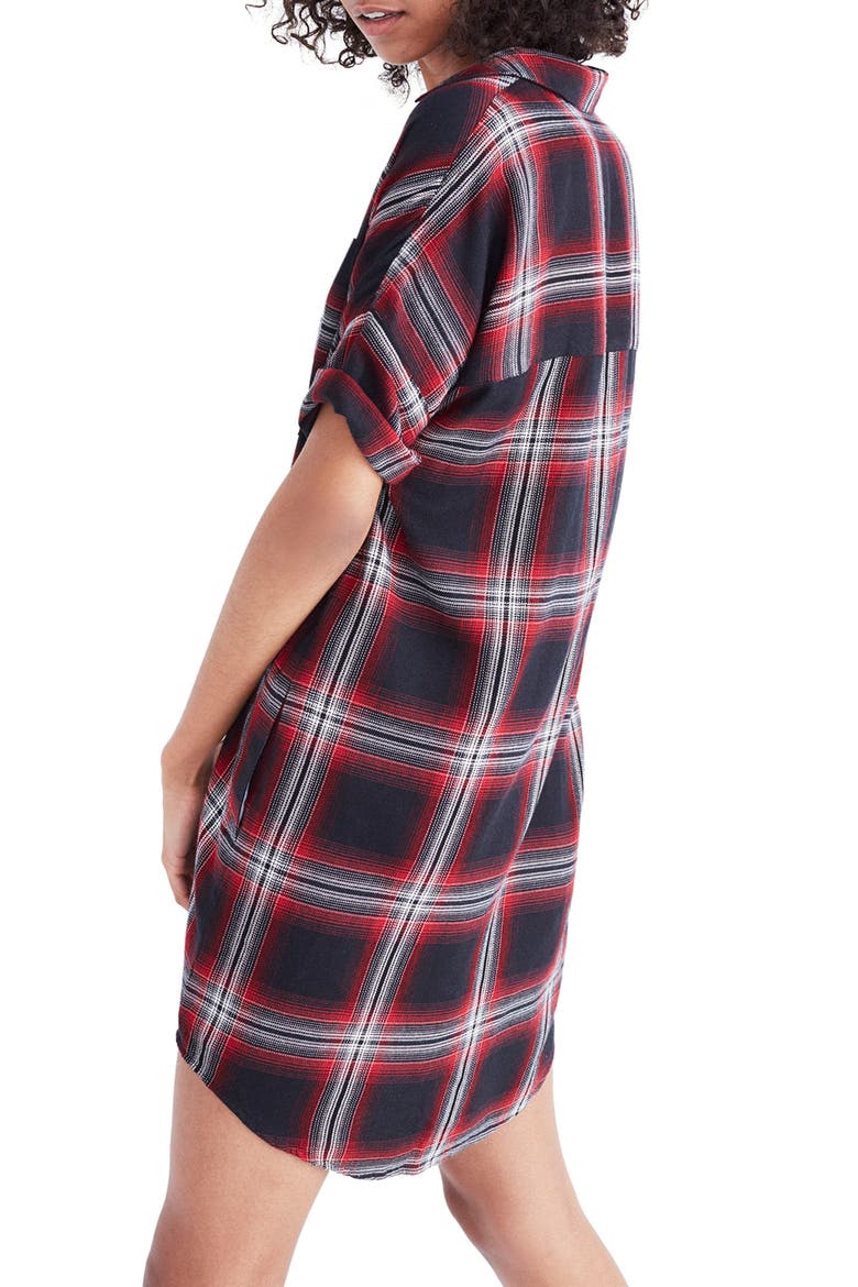 Courier Plaid Shirtdress, Alternate, color, GRUNGE PLAID TRUE BLACK