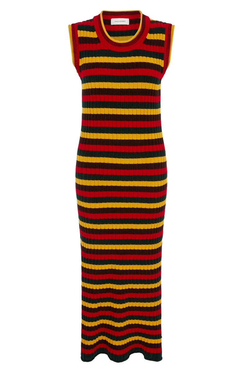 Wales Bonner Brixton Stripe Sleeveless Rib Chenille Sweater Dress, Alternate, color,