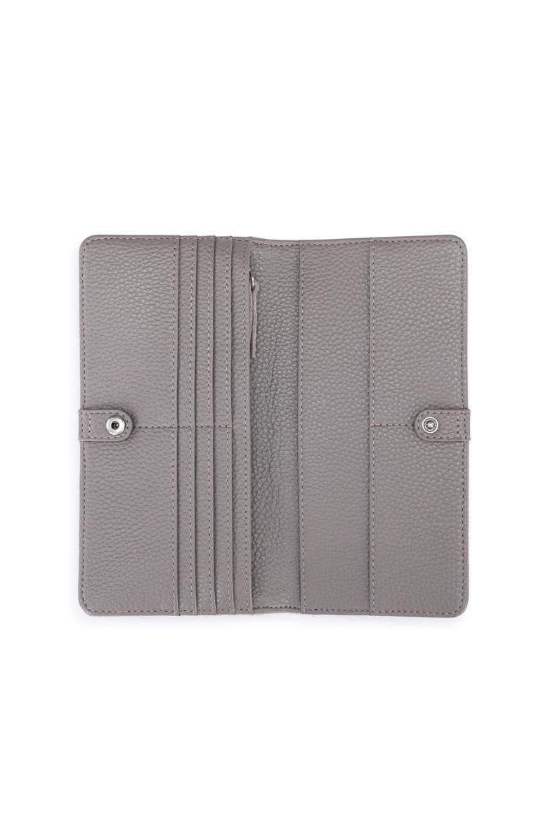 Mira Large Leather Wallet, Alternate, color, Mushroom Suede
