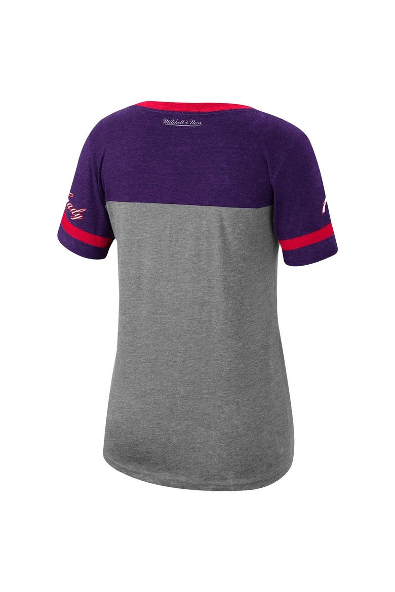 Women's Mitchell & Ness Tracy McGrady Heathered Charcoal Toronto Raptors Team Captain V-Neck T-Shirt, Alternate, color, Heather Charcoal