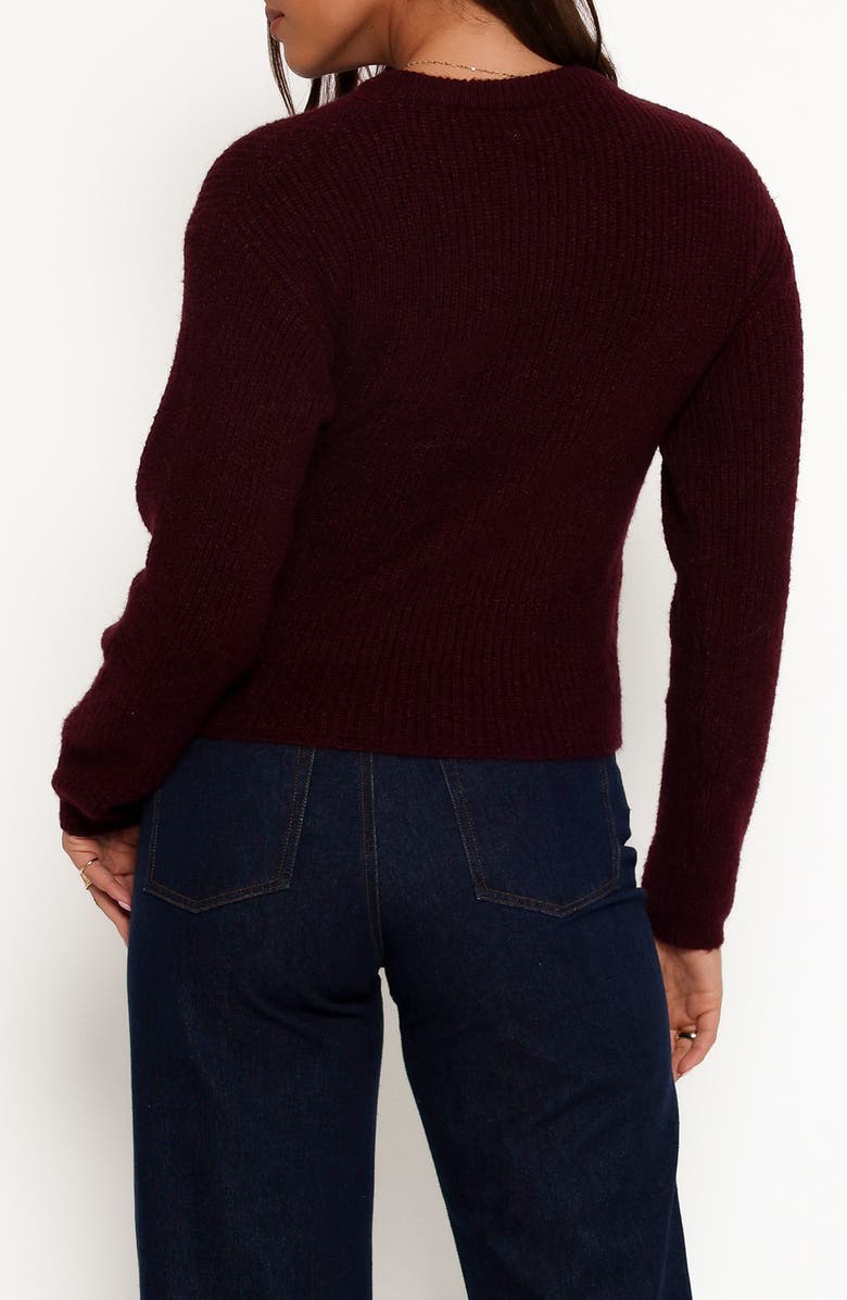Petal & Pup Ettie Side Tie Sweater, Alternate, color, Burgundy