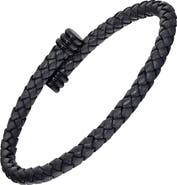 Link Up Flexible Braided Leather Bracelet With Stainless Steel End Caps