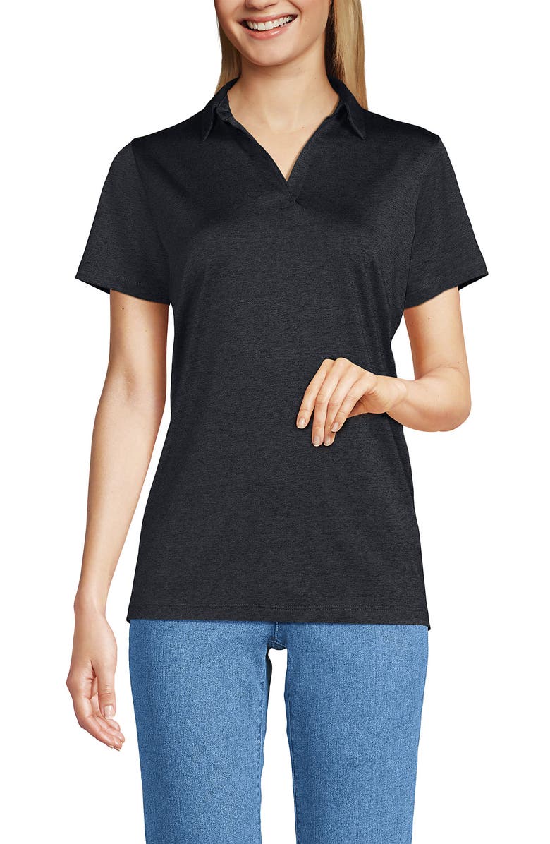 Lands
 End Rapid Dry Short Sleeve Space Dye Sport Neck Polo Shirt, Main, color, 