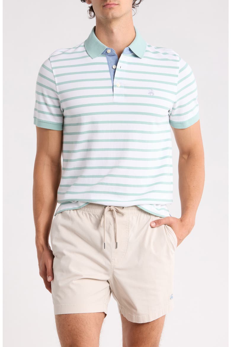 Short Sleeve Pique Polo, Main, color, AQUIFER GREEN/ WHITE