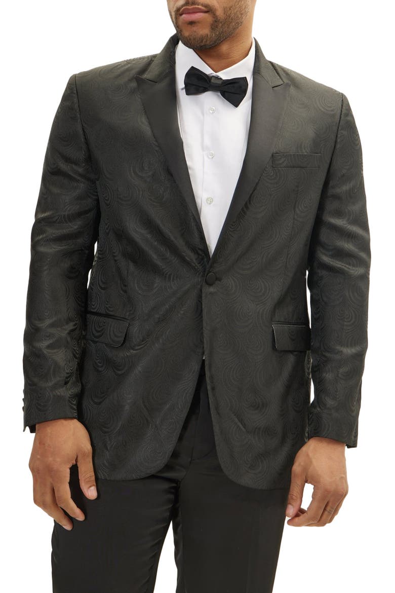 Peak Lapel Tuxedo Jacket, Main, color, BLACK
