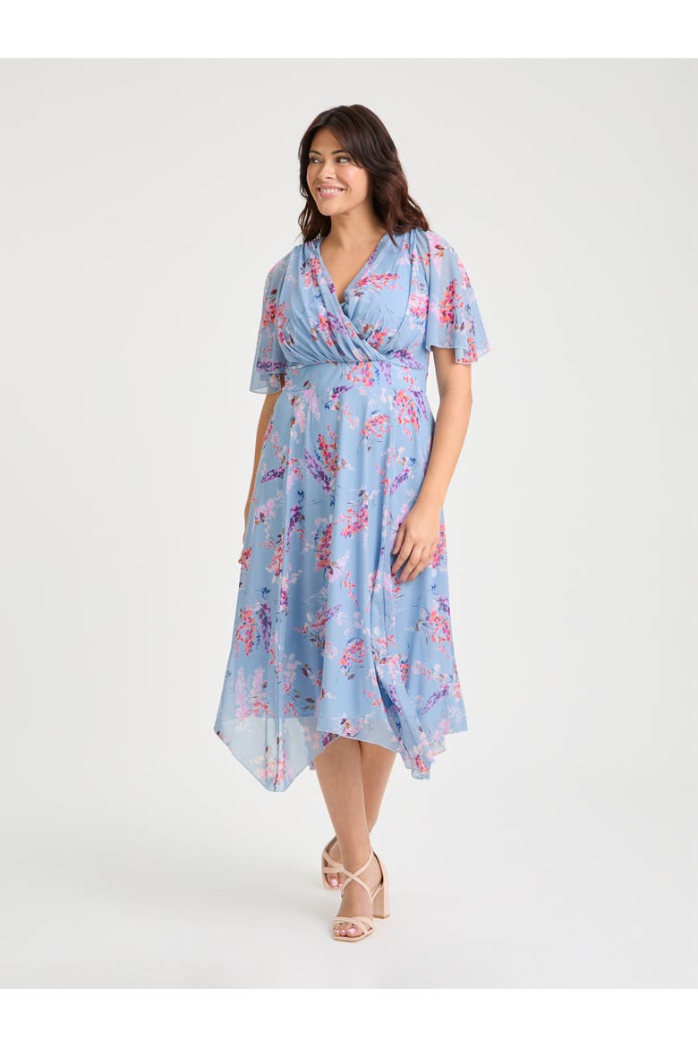 Julie Floral Hanky Hem Dress, Main, color, Blue Multi