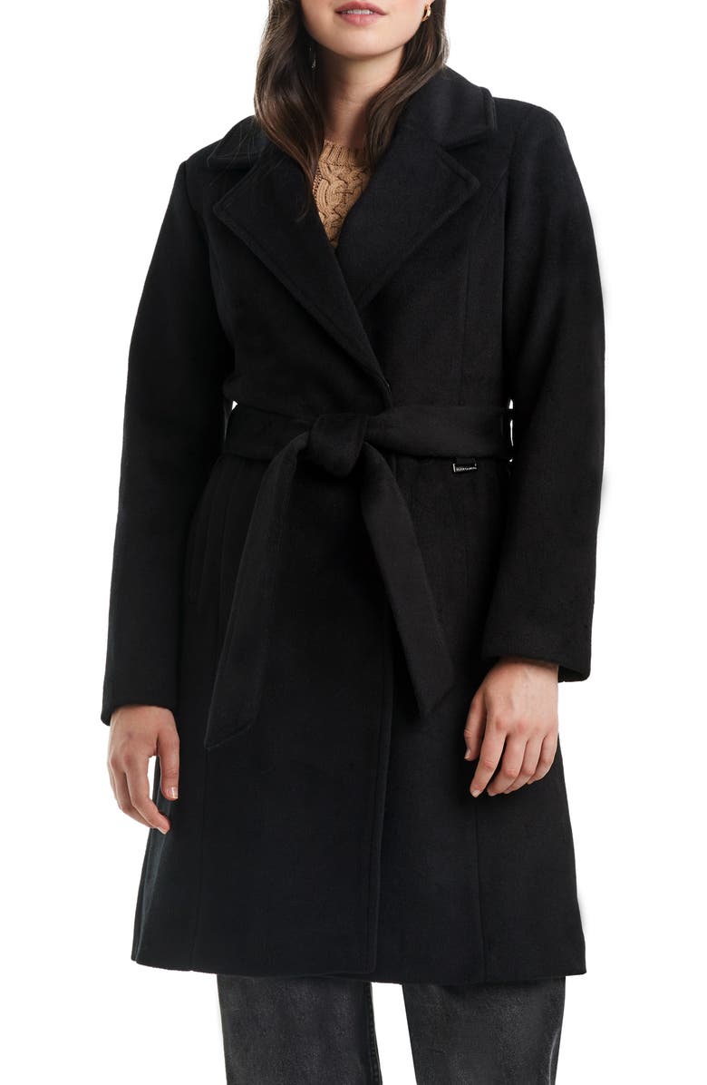 Vince Camuto Double Breasted Coat with Removable Faux Fur Collar, Alternate, color, 