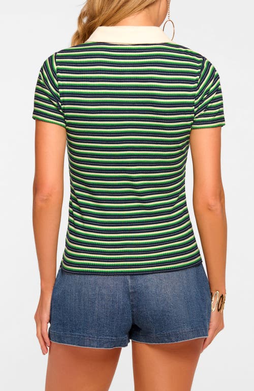 Shop Ramy Brook Avalon Polo Top In Spring Navy Stripe Combo